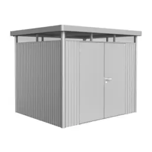 image of 8' x 7' Biohort HighLine H3 Silver Metal Double Door Shed (2.52m x 2.12m)