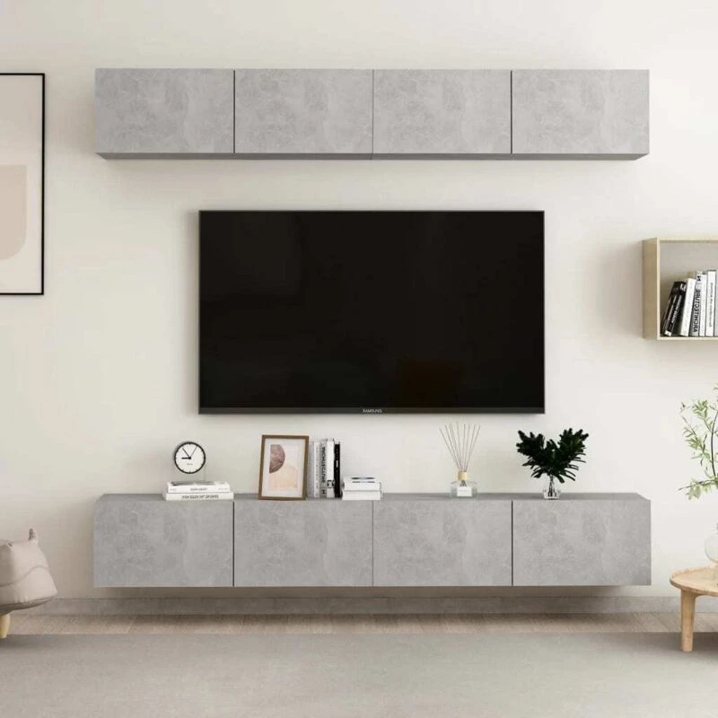 Image of VIDAXL Vidaxl - tv Cabinets 4 pcs Concrete Grey 100x30x30cm Engineered Wood 8720286573549