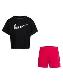 Image of Nike Younger Girls Sport Daisy Mesh Short Set, Pink, Size 3-4 Years, Women