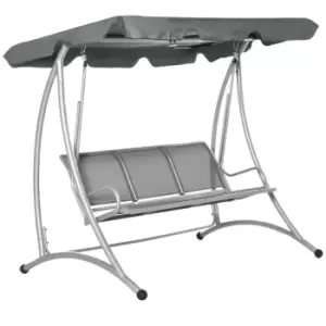 image of Outsunny 3 Seat Metal Fabric Backyard Balcony Patio Swing Chair W/ Canopy Grey