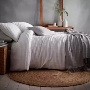Image of Loft Torbury Tufted Stripes Duvet Cover Set, White, King - Appletree