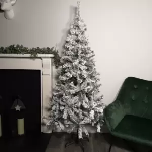 Image of 6ft (180cm) Snow Flocked Rovinj Pine Christmas Tree with Hinged Branches