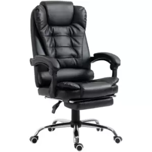 image of HOMCOM Executive Office Chair PU Leather Swivel Chair with Footrest Black - Black