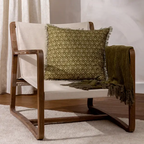 Image of Georgi Cushion Olive, Olive / 50 x 50cm / Polyester Filled