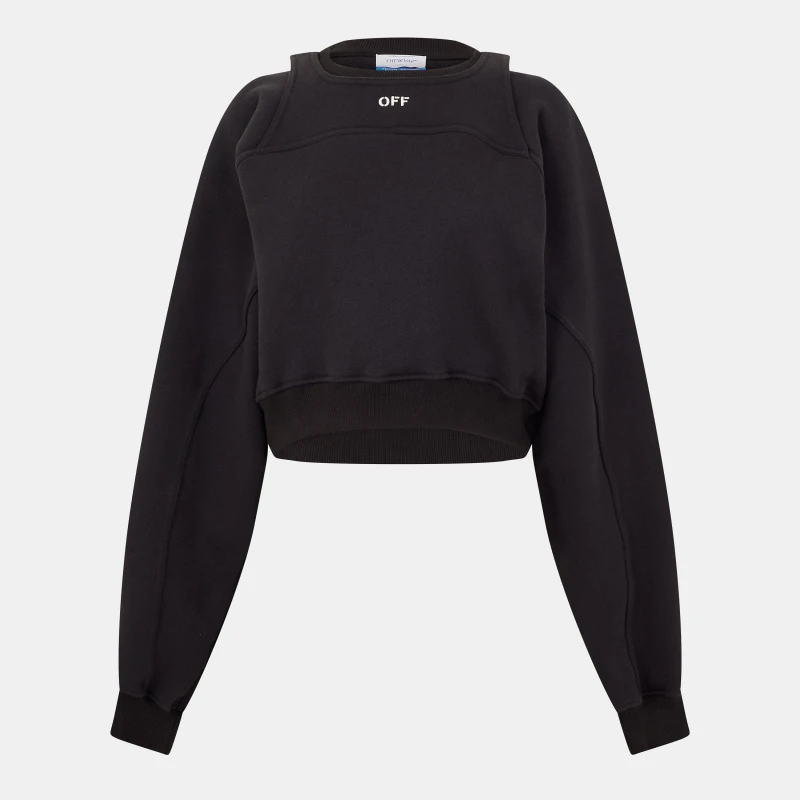 Image of Off White Womens Crew-Neck Crew Sweatshirt Black/White female 8 (XS)