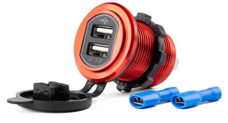 Image of AMiO 02860 Car mobile phone charger with cap, Number of inlets/outlets: 2, Quick Charge 3.0 Aluminium Car mobile phone charger (100026)