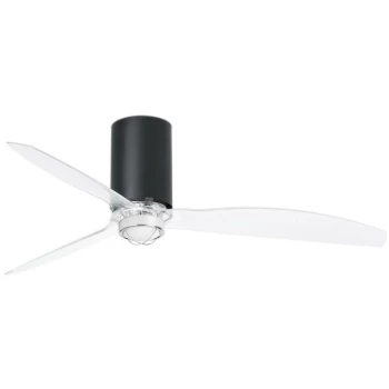 Image of Faro MINI TUBE - LED Matt Black, Transparent Ceiling Fan with DC Motor, 3000K