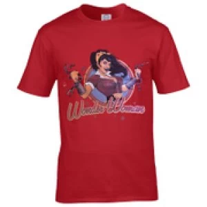 image of DC Comics Mens Bombshell Wonder Woman Logo T-Shirt - Red - L