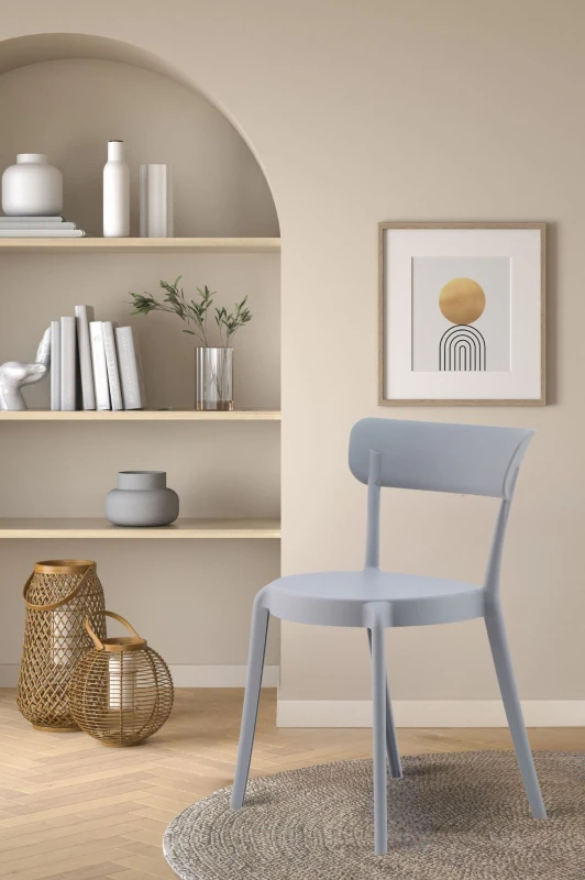 Image of Fusion Living Fusion Living Plastic Bistro Dining Chair in Light Grey Light Grey One Size Unisex 5056409313598