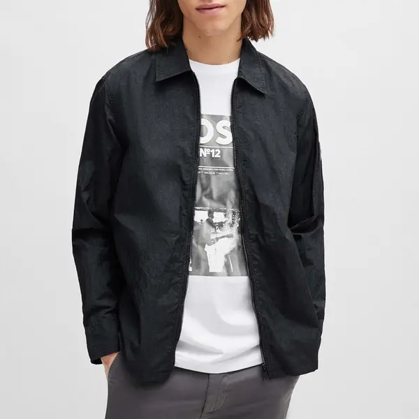 Image of BOSS Orange Lovvy Harrington Jacket - XXL Black Coats and Jackets male 50511587-001 XXL