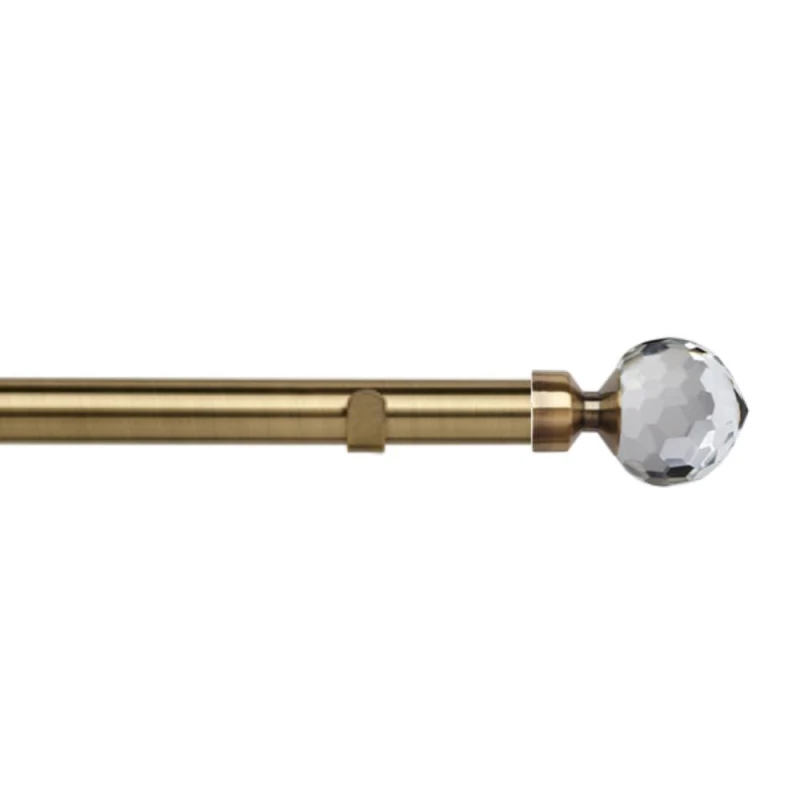 Image of New Edge Blinds 28mm Fixed Length Metal Eyelet Curtain Pole Set - Bella Finial in Metallics Size: 170cm Metallics Unisex 170 cm