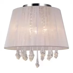 Netlighting Flush Ceiling Light White 3 Light with Material Shade, E14