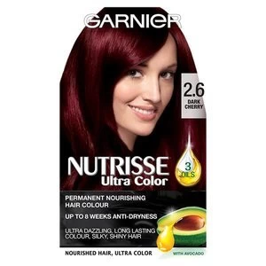 image of Garnier Nutrisse 2.6 Dark Cherry Red Permanent Hair Dye Red