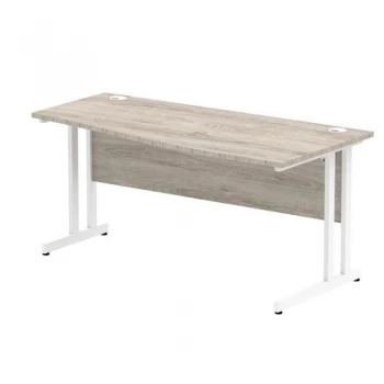 image of Trexus Slim Rectangular Desk Silver Cable Managed Leg 1400x600mm Grey