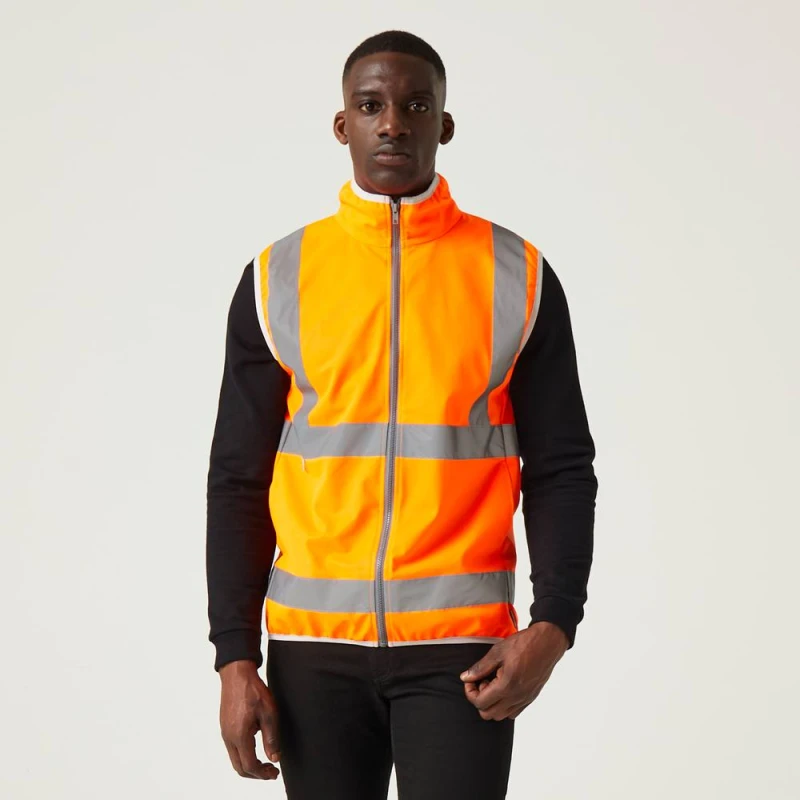 Image of Regatta Mens Hi-vis Full Zip Gilet in Burnt Orange Size: Small Burnt Orange Male S
