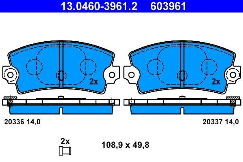 Image of ATE 13.0460-3961.2 Brake pad set incl. wear warning contact Brake Pad Set,disc brake (402)