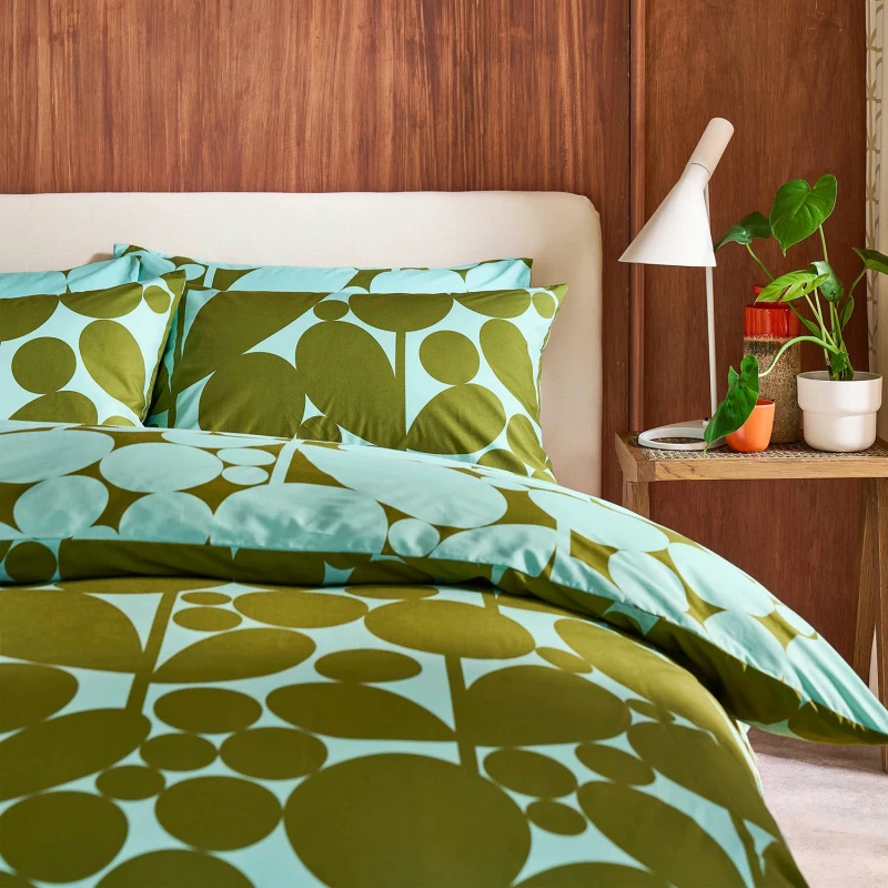 Image of Orla Kiely Bubble Flower Duvet Set, Super King, Aqua Seagrass
