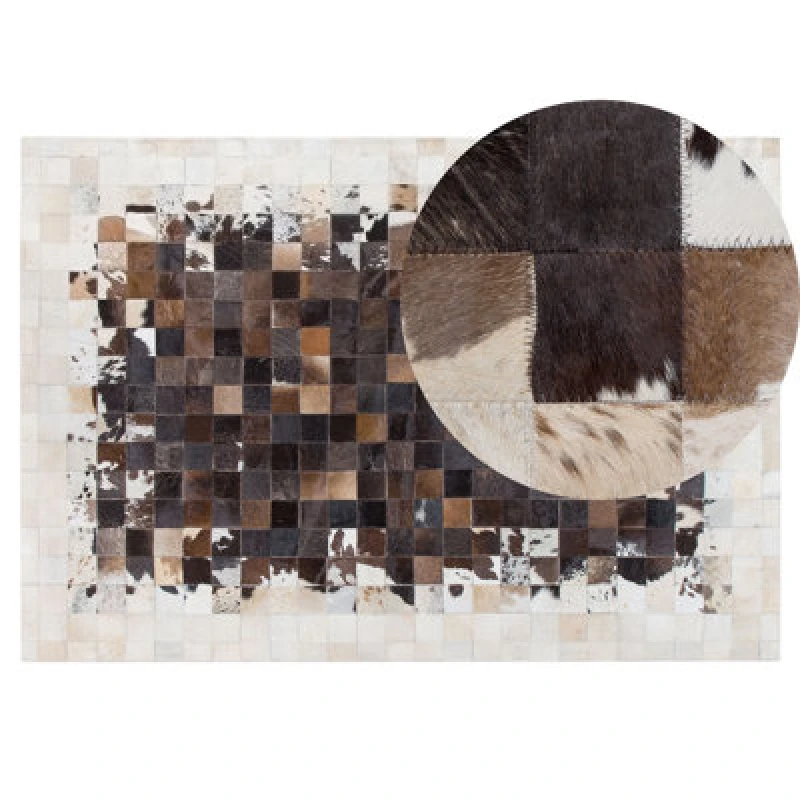 Image of Beliani Rug Okculu Brown 140 X 200 Cm Leather