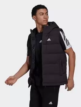 Image of adidas Helionic Hooded Down Vest, Black Size M Men