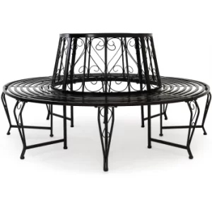 Image of Tree Bench Black Metal 160cm