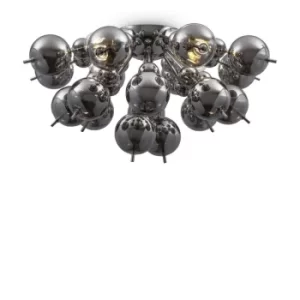 image of Modern Bolla 4 Light Chrome Ceiling Lamp Glass Globe Shades