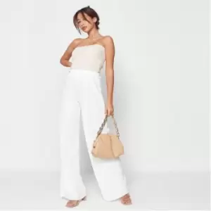 Image of Missguided Plisse Trousers - Cream