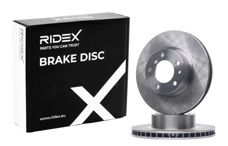 Image of RIDEX 82B0867 Brake disc Front Axle, Vented, Cast Iron, Uncoated, Untreated, without bolts/screws Cast Iron Brake Disc (82)
