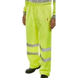 Image of BSeen Traffic Trousers Hi Vis Reflective Tape 2XL Saturn Yellow Ref