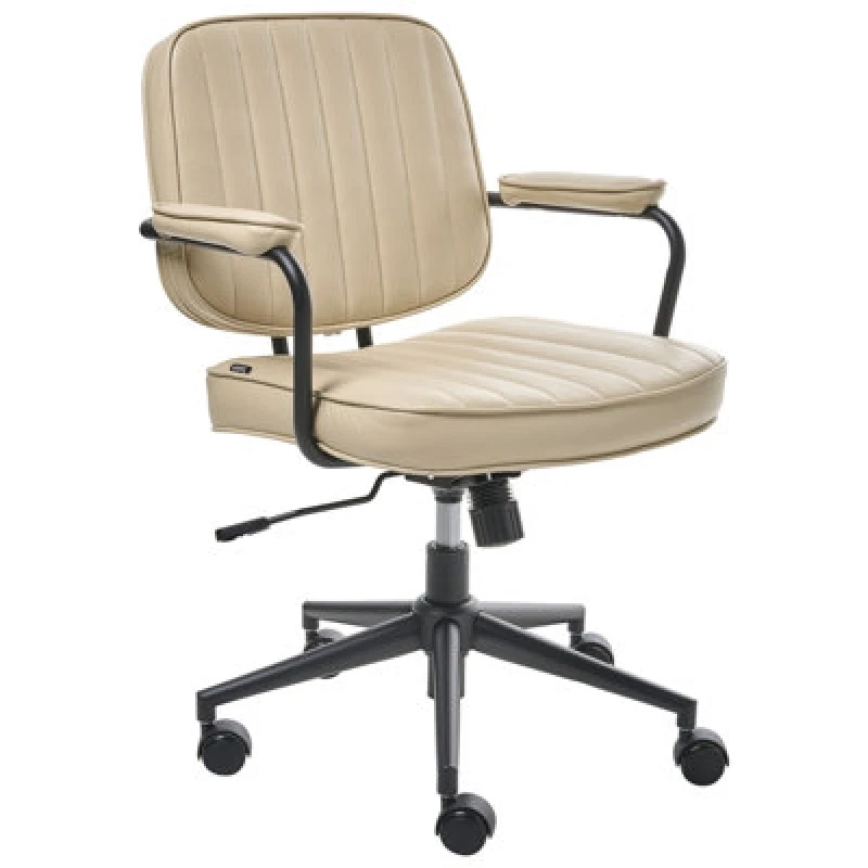 Image of Beliani Desk Chair Berne Faux Leather Beige