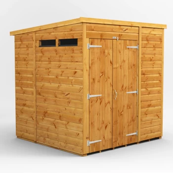 Image of Power Sheds - 6x6 Power Apex Security Shed Double Door - Brown
