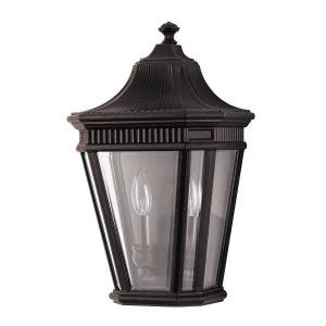 Image of 2 Light Outdoor Wall Half Lantern Light Grecian Bronze IP44, E14