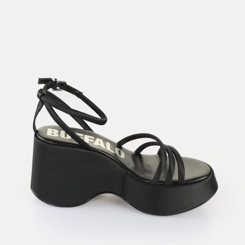 Image of Buffalo Womens wedge sandals Buffalo Joy Mss Sandal - Vegan Noir Female 38