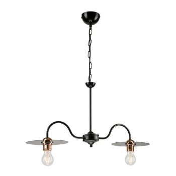 image of Lamkur Lighting - Alice Multi Arm Pendant Ceiling Light Black, 2x E27