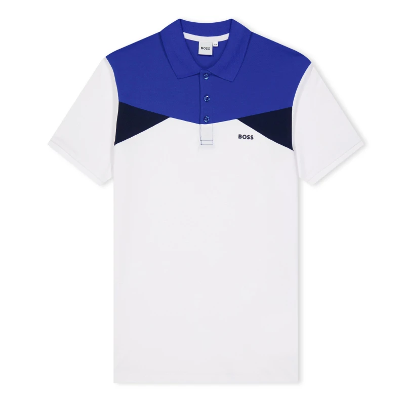 Image of Boss Boss Block Polo Short Sleeve Polos 4 Yrs White 54144601135