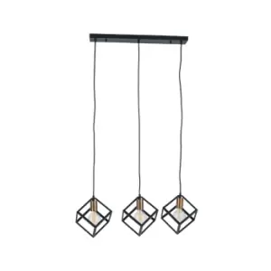 image of Matt Black Metal Three Cube Pendant