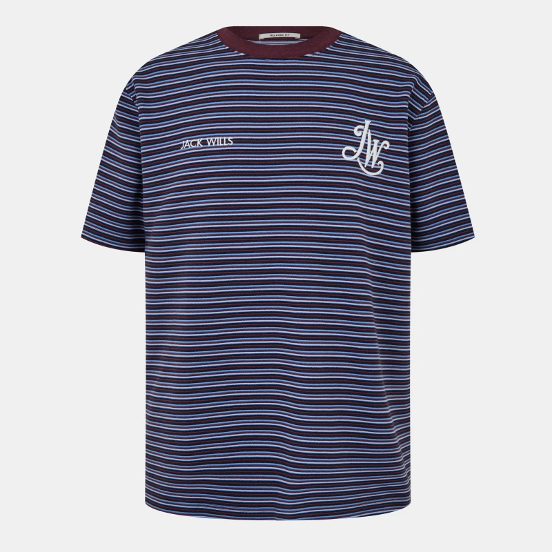 Image of Jack Wills Mens JW Ottoman Stripe Regular Fit T-Shirt Moltn Chocolate male S