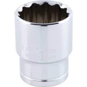 Image of Socket Bi-hexagon 1/2" Square Drive 24MM Chrome Vanadium (12-Point)