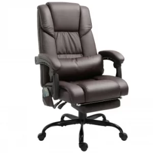 Image of Vinsetto 6-Point PU Leather Massage Chair Electric Padded Height Angle Adjustable 5 Wheels w/ Remote Comfort Swivel Ergonomic Brown
