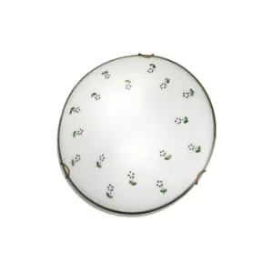 image of Moon Integrated LED Lifestyle Glass Patterned Flush Ceiling Lamp Antique Brass