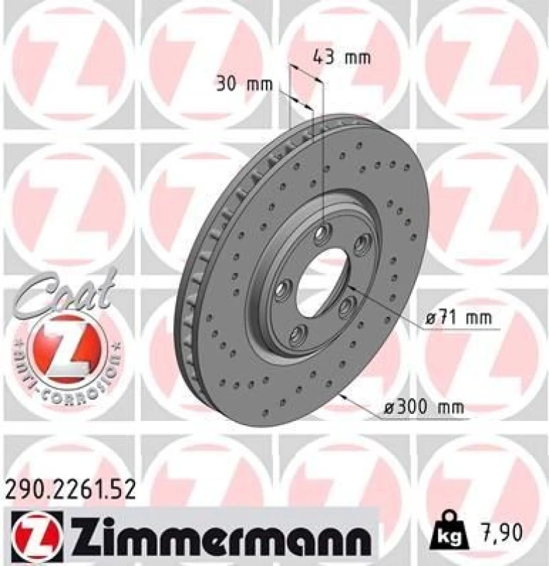 Image of ZIMMERMANN Brake disc ZIMMERMANN 290.2261.52