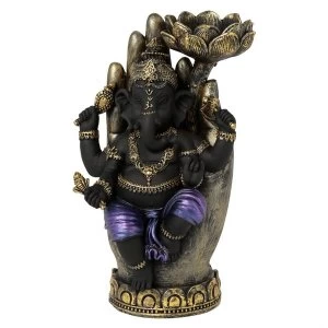 Image of Ganesh in Hand Lotus Tea Light Holder