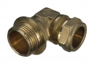 Image of Wickes Brass Compression Male Elbow - 19 x 22mm