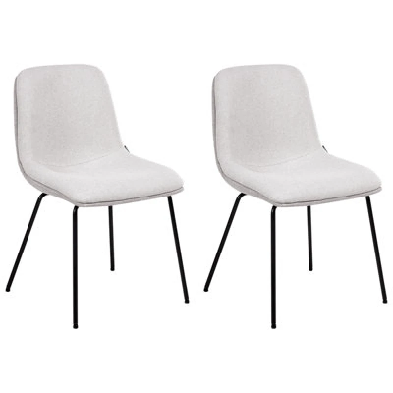 Image of Beliani Set Of 2 Dining Chairs Lorida Fabric Light Grey