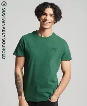 Image of Superdry Mens Organic Cotton Vintage Logo Embroidered T-Shirt Green / Heritage Pine Green - Size: L