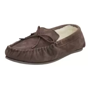 Image of Eastern Counties Leather Unisex Wool-blend Hard Sole Moccasins (14 UK) (Chocolate)