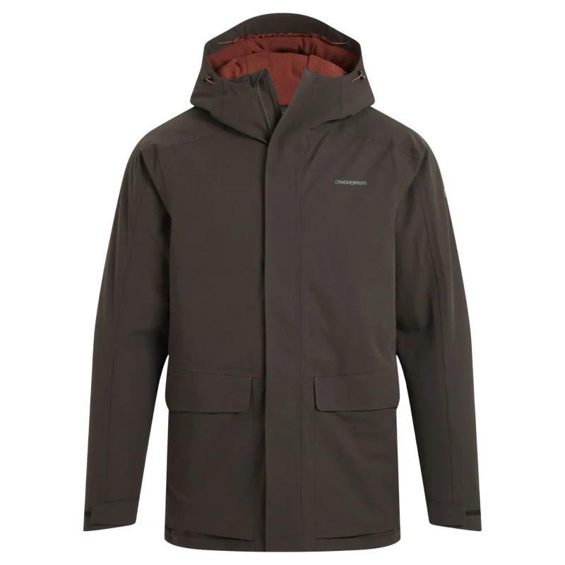Image of Craghoppers Craghoppers Men Lorton Thermic Hooded Waterproof Breathable Padded Jacket in Dark Green Size: Small Dark Green S Male 5063260129848