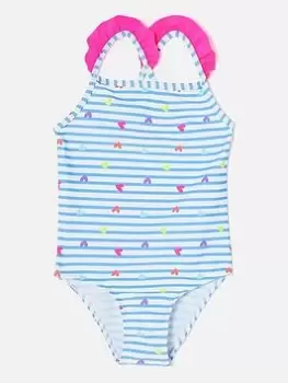 Image of Accessorize Girls Heart Print Swimsuit - Multi, Size Age: 9-10 Years, Women