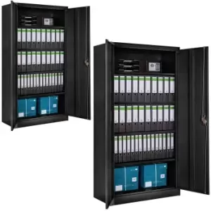 image of TecTake 2 X Stainless Steel Filing Cabinet With 5 Shelves - Black