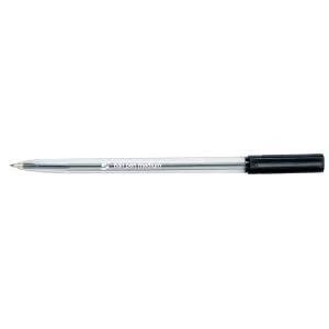 image of Office Ball Pen Clear Barrel Medium 1.0mm Tip 0.7mm Line Black Pack of