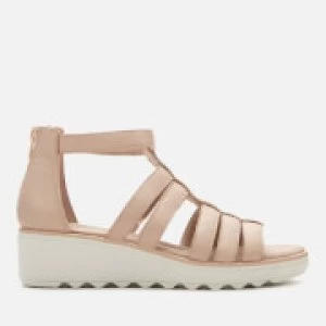 image of Clarks Womens Jilian Nina Leather Wedged Sandals - Blush - UK 5